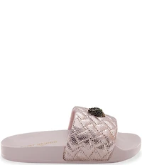 Kurt Geiger London Girl's Meena Quilted Leather Logo Ornament Pool Slide Sandals (Toddler)