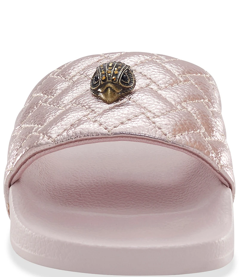 Kurt Geiger London Girl's Meena Quilted Leather Logo Ornament Pool Slide Sandals (Toddler)