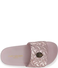 Kurt Geiger London Girl's Meena Quilted Leather Logo Ornament Pool Slide Sandals (Toddler)