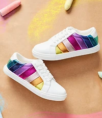 Kurt Geiger London Girls' Lane Metallic Rainbow Stripe Sneakers (Toddler)