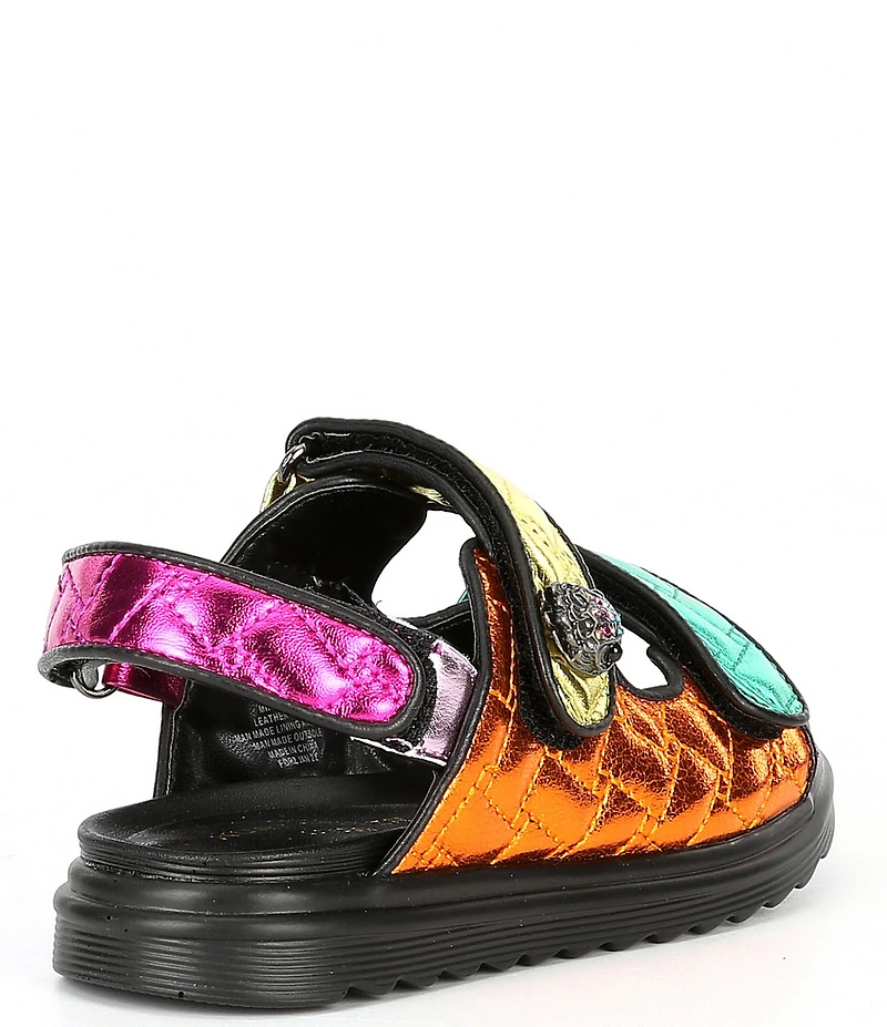 Kurt Geiger London Girls' Orson Quilted Metallic Leather Logo Ornament Slingback Sandals (Toddler)