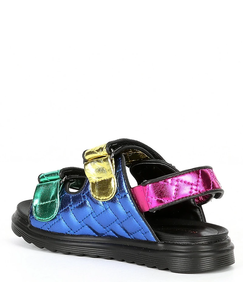 Kurt Geiger London Girls' Orson Quilted Metallic Leather Logo Ornament Slingback Sandals (Toddler)