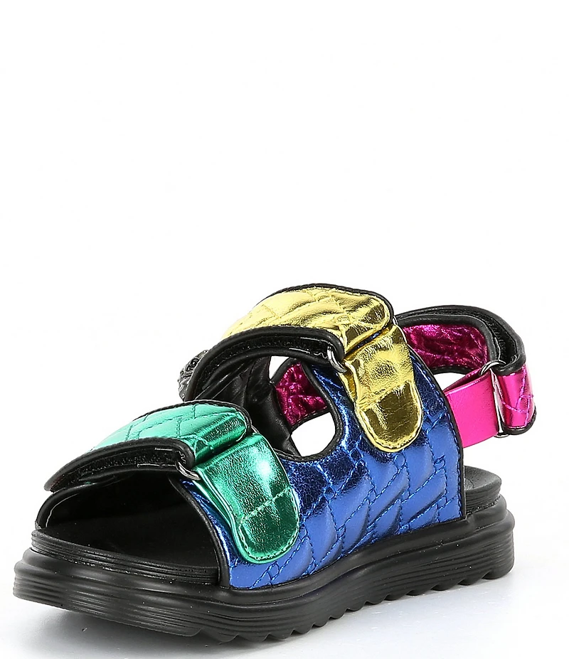 Kurt Geiger London Girls' Orson Quilted Metallic Leather Logo Ornament Slingback Sandals (Toddler)