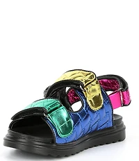 Kurt Geiger London Girls' Orson Quilted Metallic Leather Logo Ornament Slingback Sandals (Toddler)