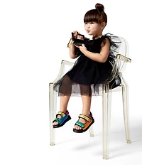 Kurt Geiger London Girls' Orson Quilted Metallic Leather Logo Ornament Slingback Sandals (Toddler)