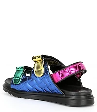 Kurt Geiger London Girls' Orson Quilted Metallic Leather Logo Ornament Slingback Sandals (Youth)