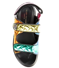Kurt Geiger London Girls' Orson Quilted Metallic Leather Logo Ornament Slingback Sandals (Youth)