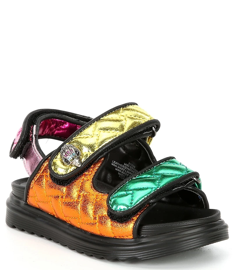 Kurt Geiger London Girls' Orson Quilted Metallic Leather Logo Ornament Slingback Sandals (Infant)