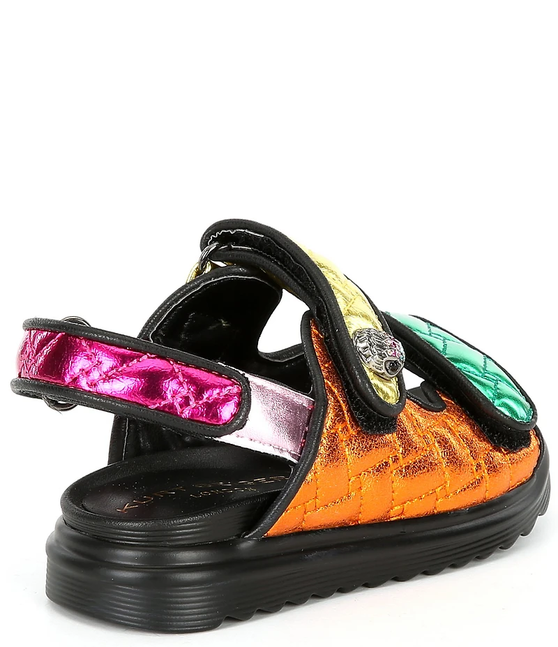 Kurt Geiger London Girls' Orson Quilted Metallic Leather Logo Ornament Slingback Sandals (Infant)