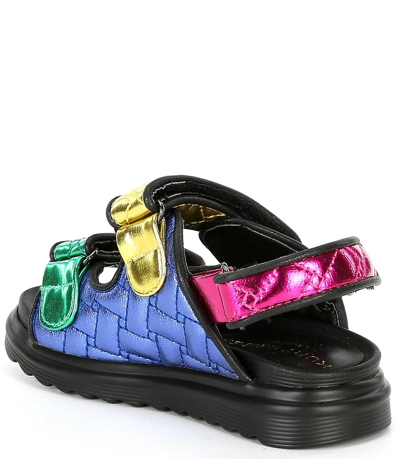 Kurt Geiger London Girls' Orson Quilted Metallic Leather Logo Ornament Slingback Sandals (Infant)