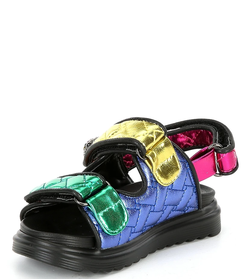 Kurt Geiger London Girls' Orson Quilted Metallic Leather Logo Ornament Slingback Sandals (Infant)