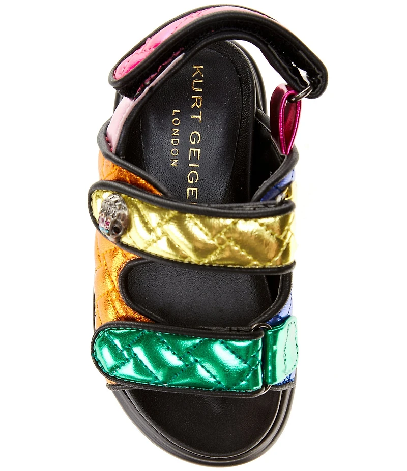 Kurt Geiger London Girls' Orson Quilted Metallic Leather Logo Ornament Slingback Sandals (Infant)