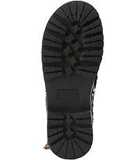 Kurt Geiger London Girls' Studded Patent and Sequin Embellished Tweed Chain Hardware Combat Boots (Toddler)