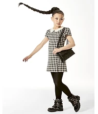 Kurt Geiger London Girls' Studded Patent and Sequin Embellished Tweed Chain Hardware Combat Boots (Toddler)