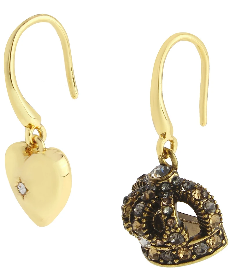 Kurt Geiger London Heart Crown Charm Mismatched Drop Earrings