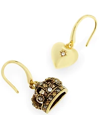 Kurt Geiger London Heart Crown Charm Mismatched Drop Earrings
