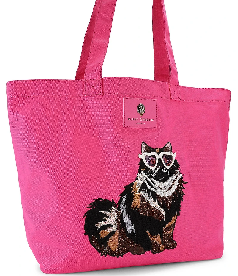 Kurt Geiger London Holborn Canvas Cat Shopper Tote Bag