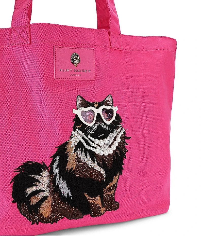 Kurt Geiger London Holborn Canvas Cat Shopper Tote Bag