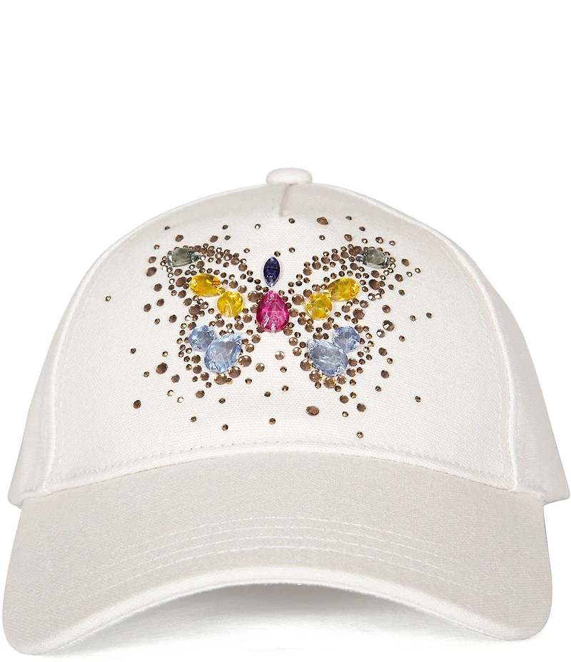 Kurt Geiger London Hotfix Beaded Butterfly Baseball Cap With Hotfix Butterfly