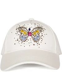 Kurt Geiger London Hotfix Beaded Butterfly Baseball Cap With Hotfix Butterfly