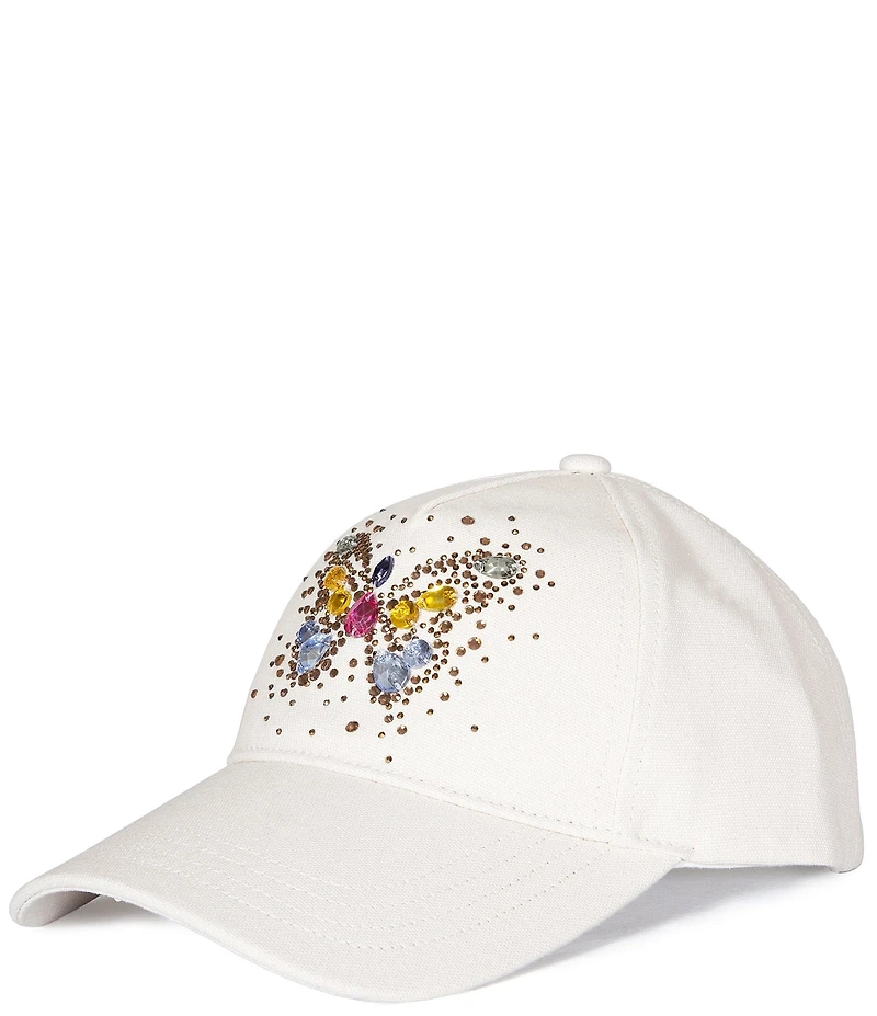 Kurt Geiger London Hotfix Beaded Butterfly Baseball Cap With Hotfix Butterfly