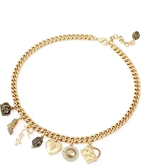 Kurt Geiger London Iconic Signature Charms Bib Collar Necklace