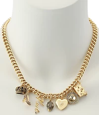 Kurt Geiger London Iconic Signature Charms Bib Collar Necklace