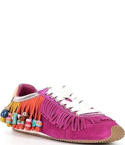 Kurt Geiger London Islington Suede Beaded Tassel Fringe Sneakers