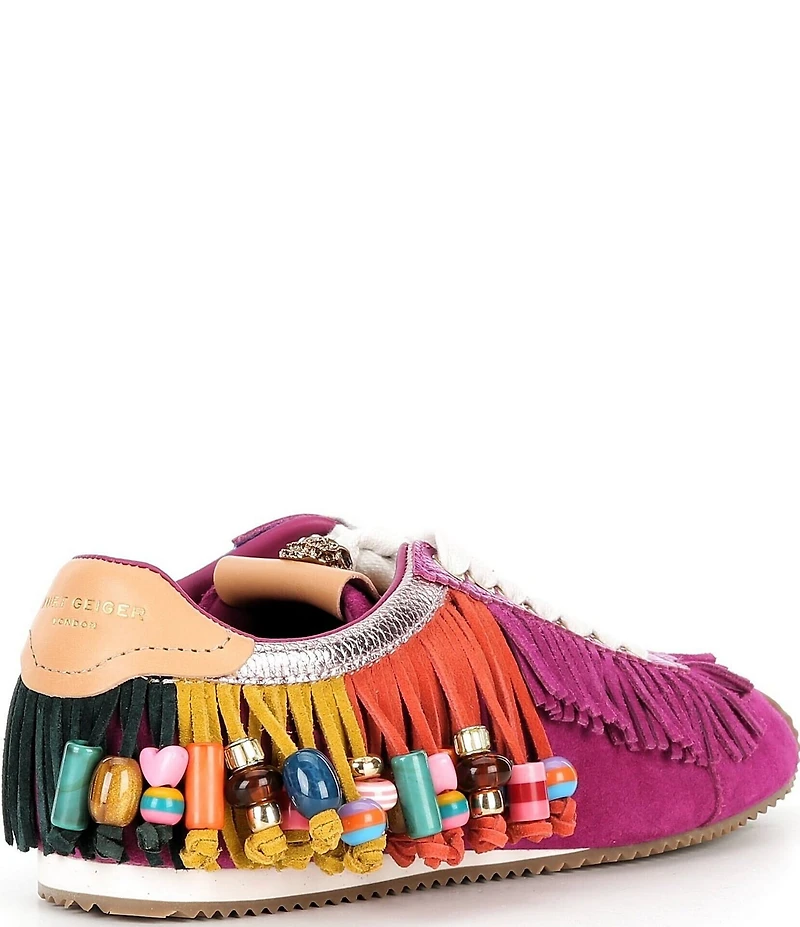 Kurt Geiger London Islington Suede Beaded Tassel Fringe Sneakers