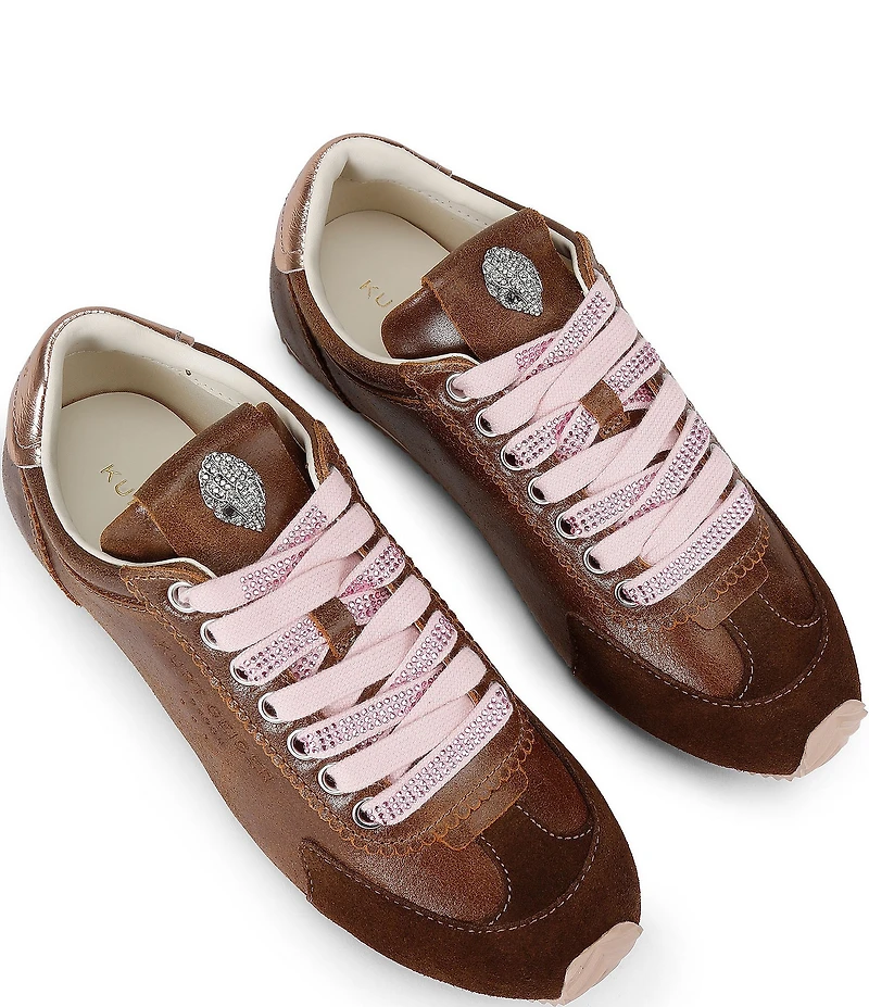 Kurt Geiger London Islington Crystal Embellished Lace Logo Ornament Sneakers