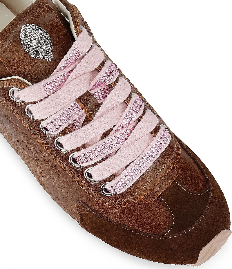 Kurt Geiger London Islington Crystal Embellished Lace Logo Ornament Sneakers