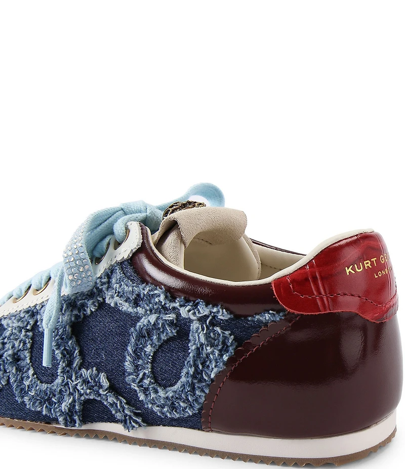 Kurt Geiger London Islington Denim Logo Ornament Lace Up Sneakers