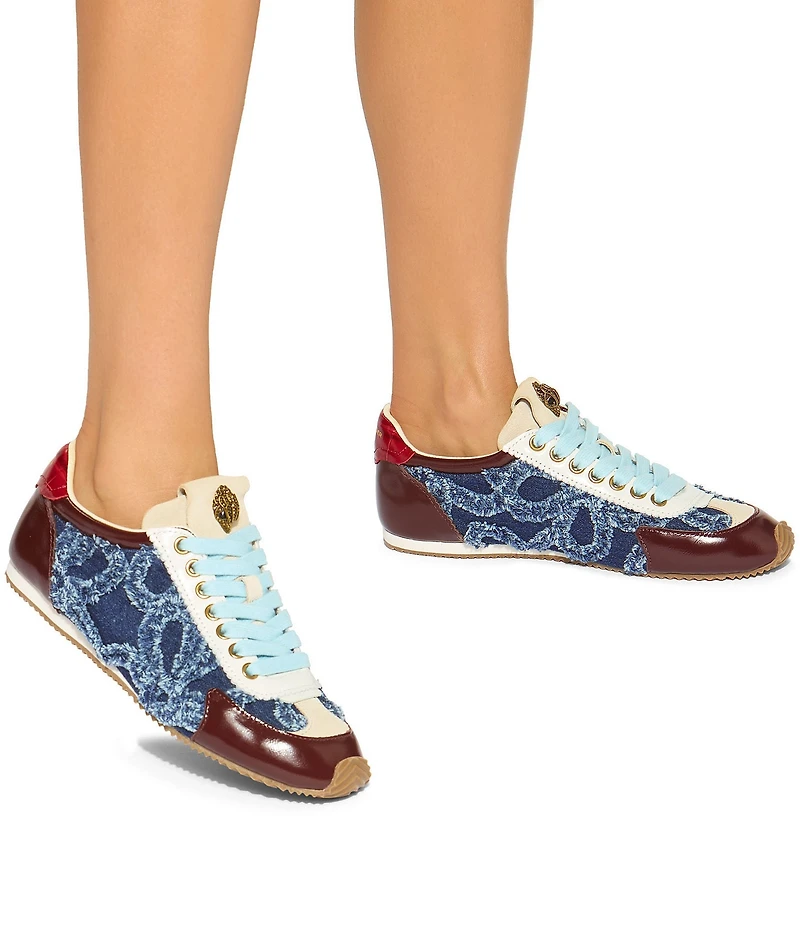 Kurt Geiger London Islington Denim Logo Ornament Lace Up Sneakers