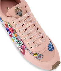 Kurt Geiger London Islington Floral Embroidered Denim Suede Sneakers