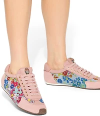 Kurt Geiger London Islington Floral Embroidered Denim Suede Sneakers