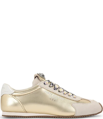 Kurt Geiger London Islington Metallic Leather Logo Ornament Lace Up Sneakers