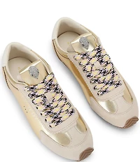 Kurt Geiger London Islington Metallic Leather Logo Ornament Lace Up Sneakers