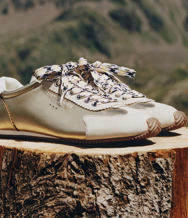 Kurt Geiger London Islington Metallic Leather Logo Ornament Lace Up Sneakers