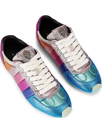 Kurt Geiger London Islington Metallic Rainbow Striped Leather Lace Up Sneakers