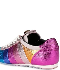 Kurt Geiger London Islington Metallic Rainbow Striped Leather Lace Up Sneakers