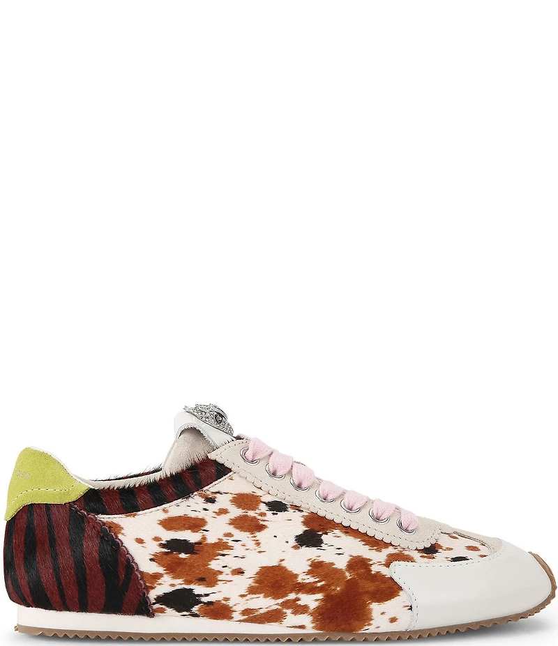 Kurt Geiger London Islington Mixed Animal Print Calf Hair Logo Ornament Sneakers