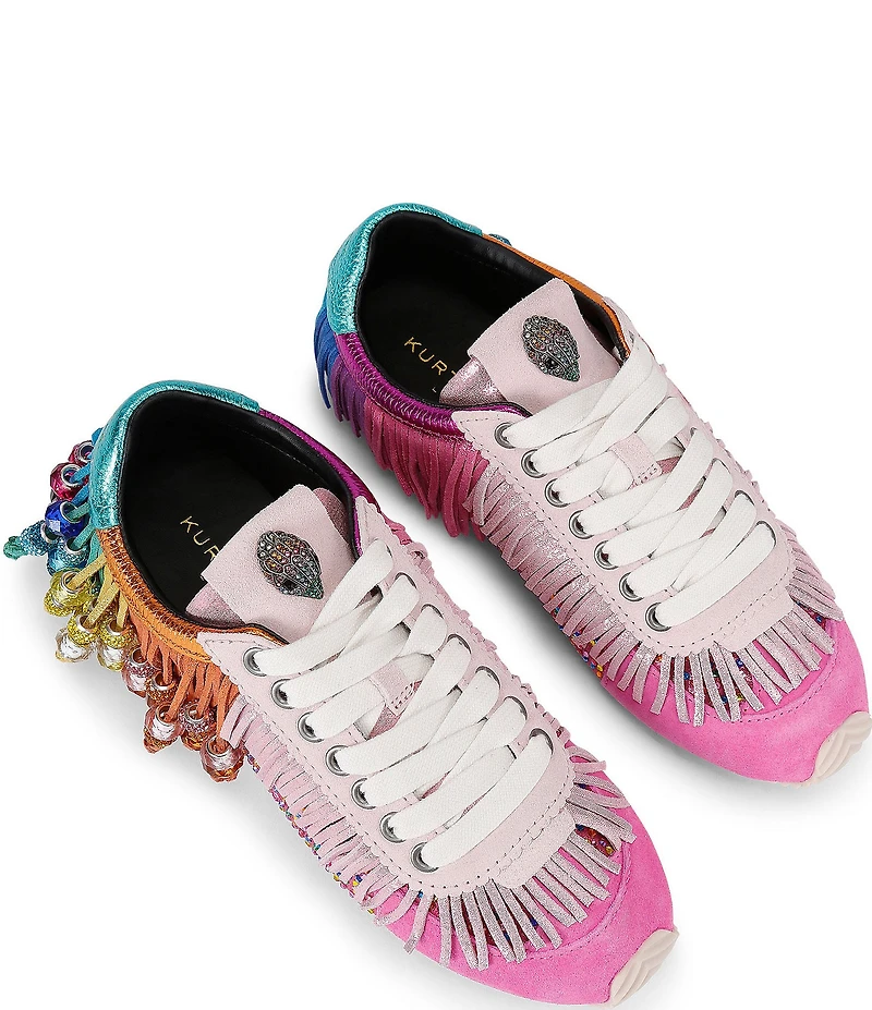 Kurt Geiger London Islington Suede Rainbow Beaded Tassel Fringe Sneakers