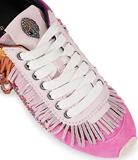 Kurt Geiger London Islington Suede Rainbow Beaded Tassel Fringe Sneakers