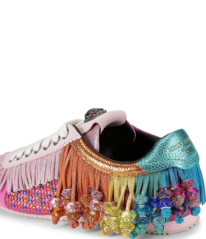 Kurt Geiger London Islington Suede Rainbow Beaded Tassel Fringe Sneakers