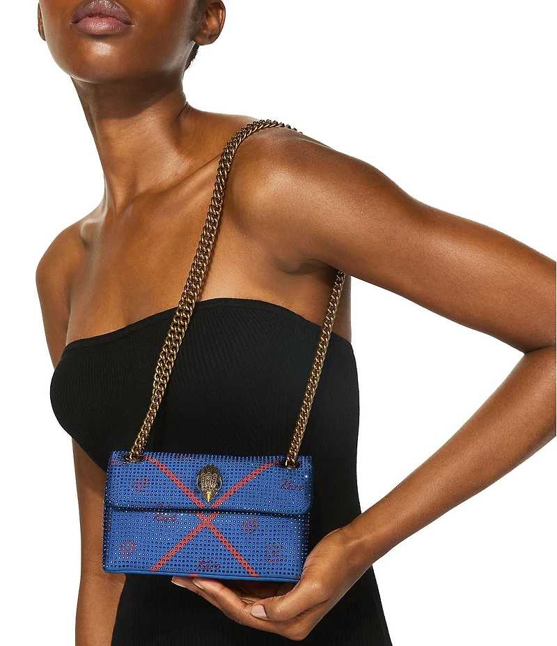 Kurt Geiger London Kensington 17 Eagle Head Tartan Fabric Embellished Crossbody Bag