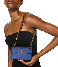 Kurt Geiger London Kensington 17 Eagle Head Tartan Fabric Embellished Crossbody Bag
