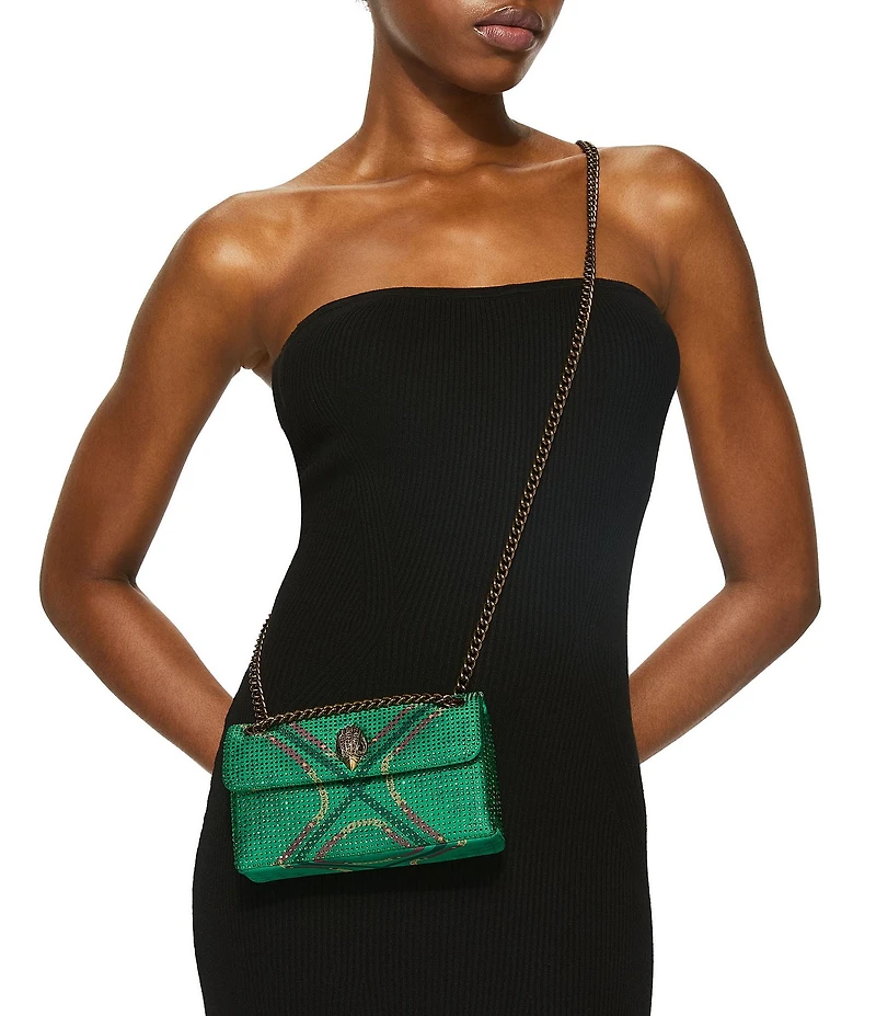 Kurt Geiger London Kensington 17 Fabric Tartan Stripe Embellished Crossbody Bag