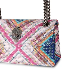 Kurt Geiger London Kensington 17 Pink Tartan Fabric Embellished Crossbody Bag