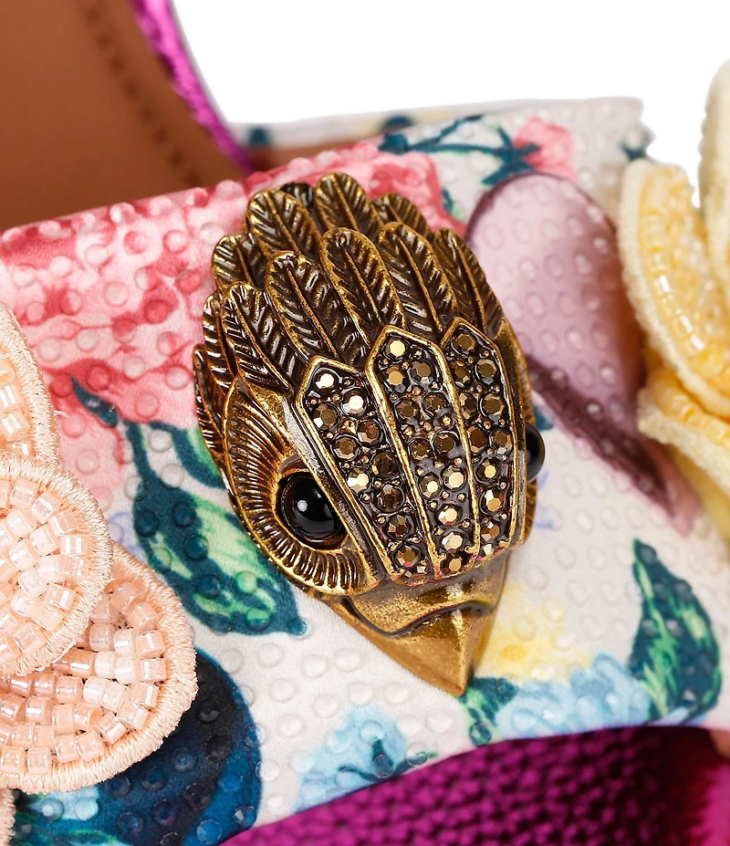 Kurt Geiger London Kensington Beaded Embellished Flower Platform Dress Sandals