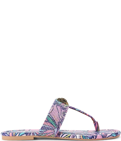 Kurt Geiger London Kensington Butterfly Crystal Embellished Logo T-Bar Sandals